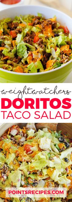 this taco salad is loaded with meat, lettuce and tomatoes