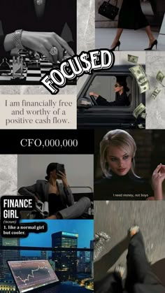 a collage of photos with the words focused written on them and images of women in business attire