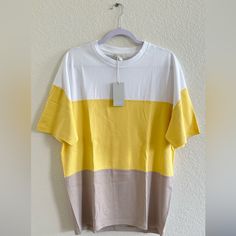 Pastel Colored Oversized T-Shirt From Cos. Excellent, Smooth And Soft Fabric. Brand New With Tags Intact. Oversized Yellow T-shirt For Spring, Trendy Color Block T-shirt With Relaxed Fit, Trendy Oversized Color Block Top, Yellow Color Block T-shirt For Spring, Spring Yellow Color Block T-shirt, Trendy Yellow T-shirt With Relaxed Fit, Trendy Yellow Color Block Tops, Trendy Yellow Relaxed Fit T-shirt, Yellow Relaxed Fit Trendy T-shirt