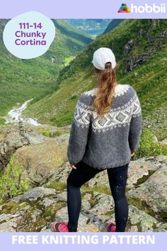 a woman standing on top of a mountain with her back to the camera and text overlay