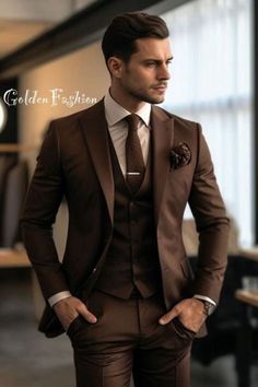 This is a Classy 3 Piece Suit by GoldenfashionStore /crafted from high quality fabric and imported materials. Our products are handcrafted by experienced tailors who make sure the that the stitching is precise, lining is proper and the overall product is sturdy enough to not go out of shape for more than a few years. Also all our products have extra margins in their length, sleeves, sides so it's easily alterable if your size changes after some time. To see more available colours and designs in Brown 3 Piece Suit Men, Formal Brown Blazer For Wedding, Brown Three-piece Wedding Suit, Brown Three-piece Suit For Wedding, Brown Three-piece Suit For Groom, Brown Three-piece Suit For Groom With Suit Collar, Brown Three-piece Suit With Suit Collar For Groom, Brown Three-piece Suit With Notch Lapel For Wedding, Brown Notch Lapel Three-piece Suit For Wedding