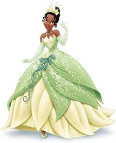 the princess and the frog is wearing a green dress