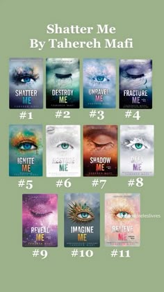 the cover of shattered me by tahereh mafi, with eight different covers