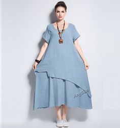 Anysize retro soft linen & cotton dress plus size dress by AnySize Summer Dress Plus Size, Spring Summer Dress, Dress Plus Size, Plus Size Dress, Cotton Dress, Plus Size Clothing, Hijab Fashion, Cotton Dresses, Size Clothing