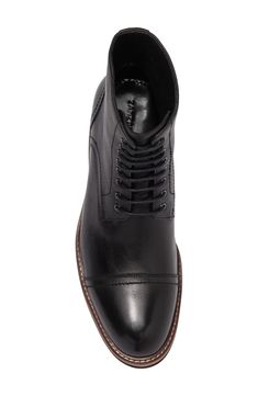 A cap toe adds refined style to this lace-up boot. 6" shaft height Round cap toe Lace-up Lug sole Leather upper, manmade sole Lug Sole, Lace Up Boots, Boots Men, Derby, Dress Shoes Men, Oxford Shoes, Dress Shoes, Leather Upper, Nordstrom