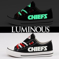 two different shoes with the words eagles luminous on them