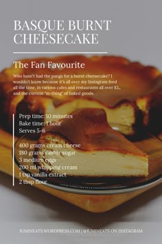 an advertisement for a cheesecake with instructions on how to bake it in the oven