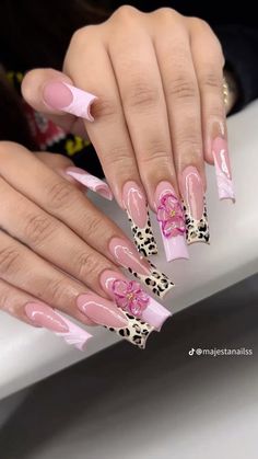 Long Acrylic Nail Designs, Hard Nails, Colored Acrylic Nails, French Acrylic Nails, Exotic Nails