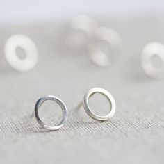 Small round sterling silver stud earrings  minimal by keepityours Minimalist White Gold Circle Earrings, Minimalist Hypoallergenic Open Circle Earrings, Minimalist Pierced Open Circle Earrings, Minimalist Round Earrings With Simple Design, Minimalist Tiny Earrings For Everyday, Minimalist Open Circle Pierced Earrings, Tiny Minimalist Everyday Earrings, Simple White Gold Earrings For Everyday, Modern Tiny Earrings For Everyday