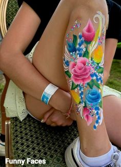 Facepainting Arm Designs, Ynot Festival, Flowers Facepainting, Cheek Art, Festival Face