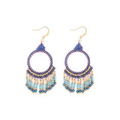 Bohemian Style Beaded Chandelier Fish Hook Earrings Fabric Content: Glass Stone Measurements: 2.5" Drop Length, 1.25" Width Blue Blue Earrings With Gold Beads, Bohemian Blue Earrings With Gold Beads, Blue Beaded Fringe Dangle Jewelry, Blue Beaded Earrings With Gold Beads For Festivals, Blue Bohemian Beaded Chain Earrings, Blue Chandelier Earrings With Colorful Round Beads, Blue Dangle Chandelier Earrings For Festival, Blue Dangle Earrings With Gold Beads, Festival Blue Chandelier Earrings With Colorful Beads