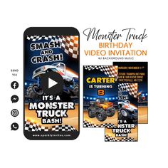 monster truck birthday party video game