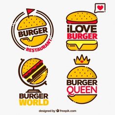 burger restaurant logos with different designs