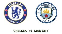 chelsea and man city logos on a white background