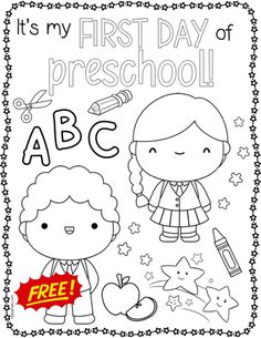 Welcome your students to the classroom with this free printable first day of preschool coloring page! Free printable coloring page for back to school. Last Day Of Preschool Coloring Page, Last Day Of School Activity, Last Day Of Preschool Sign, Last Day Of Preschool, Welcome To Preschool, Preschool First Day, Color Worksheets For Preschool, First Day Of Preschool, Kids Printable Art