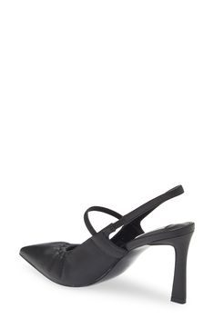 A top inset strap highlights the pointy toe of a sleek slingback pump that's the perfect way to polish your look. 3 3/4" heel Leather upper/synthetic lining and sole Imported Slingback Pump, Women's Pumps, Nordstrom Rack, Steve Madden, Leather Upper, Black Leather, Highlights, Size 7, Nordstrom