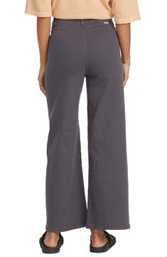 Dial in a utility-inspired vibe in these wide-leg pants cut to a cute cropped length. Zip fly with button closure Front patch pockets 98% cotton, 2% elastane Machine wash, tumble dry Imported Mid-rise Cotton Wide Leg Pants For Work, High Waist Wide Leg Pants With Button Closure, Cotton Wide Leg Pants With Button Closure, Utility Wide Leg Bottoms With Relaxed Fit, Cotton Cropped Leg Jeans, Solid Cotton Cropped Leg Jeans, Versatile Cotton Wide Leg Pants With Pockets, Versatile Wide Leg Cropped Pants With Pockets, Utility Style Cotton Wide Leg Pants With Elastic Waistband