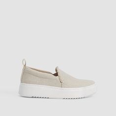 Slip on and go. A casual platform sneaker with loafer styling and elastic sides for an easy fit. In canvas made from recycled fibers. Beige Platform Loafers With Rubber Sole Casual, Beige Casual Platform Loafers With Rubber Sole, Casual Low-top Platform Loafers With Rubber Sole, Casual Slip-on Platform Loafers, Casual Round Toe Platform Loafers, Casual Platform Loafers With Textured Sole, Casual Slip-on Platform Loafers With Rubber Sole, Casual Platform Loafers With Lug Sole, Casual Low-top Platform Loafers