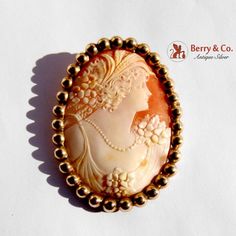 "Antique Large Oval Cameo Shell Brooch 12 K Gold. Unmarked but carefully tested and guaranteed to be as represented. This beautiful brooch is 2 5/8\" long, 2\" wide and weighs 28.7 grams. [nb744]" Shell Brooch, Business Checks, Seed Pearl, Gold Price, Onyx Ring, 10k Gold, Beautiful Bracelet, Stone Color, San Jose