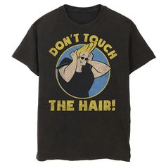 "This men's Johnny Bravo ""don't touch the hair"" graphic tee is the perfect shirt for any Cartoon Network fan. This men's Johnny Bravo ""don't touch the hair"" graphic tee is the perfect shirt for any Cartoon Network fan. Crewneck Short sleevesFABRIC & CARE Cotton Machine wash Imported Color: Black. Gender: male. Age Group: adult." Velvet Cakes, Timmy Turner, Nice Clothing, Johnny Bravo, Future Clothes, Dont Touch, Cartoon T Shirts, God Illustrations, Clothing Ideas