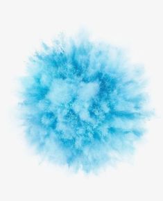 blue powder is flying in the air on a white background