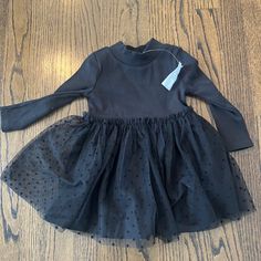 New With Tags On; Black Ribbed Long-Sleeves Dress On Top, Polka Dot Black Toulle Skirt On The Bottom. Size 12-18 Months. Purchased At Gap; Original Price $49.95. Smoke Free, Pet Free Home Winter Fitted Tutu Dress With Ruffles, Cute Fitted Black Tutu Dress, Winter Party Long Sleeve Tutu Dress, Black Fitted Tutu Dress, Cute Style, Winter Party Tutu Dress With Long Sleeves, Cute Black Tutu Dress, Fitted Long Sleeve Tutu Dress For Winter, Black Tutu Dress With Ruffles For Dress-up, Cute Black Dress For Fall