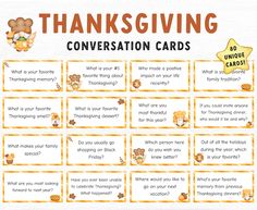 thanksgiving conversation cards for kids to use