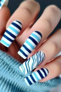 acrylic blue nails, summer nails 2024, July 4th nails, 4th of July nails, July 4th nail ideas, 4th of July nail ideas, July 4th nail designs 2024 Blue Nails Light, Acrylic Blue Nails, Blue Nails For Summer, Nails Light Blue