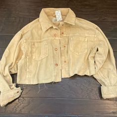 Never Worn-Bought At Urban Outfitters So Junior Size Cropped Collared Cotton Jacket For Fall, Collared Cotton Cropped Jacket For Fall, Winter Cotton Cropped Collared Jacket, Beige Cotton Cropped Jacket For Winter, Cropped Jacket, Jean Jackets, Crop Jacket, Kids Jacket, Jean Coat