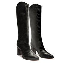 These boots are made for strutting! The knee-high design adds dramatic appeal, as does the pointed toe and high heel. From Schutz. Fur Heels, High Heeled Boots, Knee High Heels, High Leather Boots, High Heel Boots Knee, High Design, Leather Heeled Boots, Hiking Boots Women, Pumps Heels Stilettos