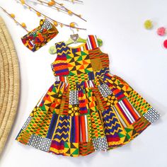 Multicolor Fitted Dress For Dress-up, Yellow Cotton Party Dress, Fitted Cotton Twirl Dress For Party, Fitted Sleeveless Frock For Dress-up Occasions, Fitted Multicolor Sleeveless Cotton Dress, Children's Dresses, Dress African, Ankara Fabric, Kid Clothes