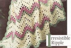 a crocheted blanket on a chair with the words irresistiblely ripple written below it