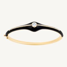 Art-deco inspired Black onyx and 14k yellow gold bangle with diamondstotal wt 14.45diamond wt .48ct. Necklace Length Guide, Yellow Gold Bangle, Statement Drop Earrings, Tennis Necklace, Gold Bangle, Diamond Bangle, Gold Bracelet Chain, Art Deco Inspired, Gold Chain Necklace