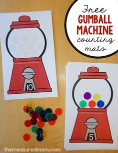 free gumball machine counting mats for kids