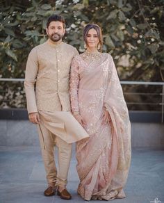 Farhan Akhtar And Shibani, Engagement Outfits Indian, Groom Indian Wedding Outfits, Shibani Dandekar, Engagement Dress For Groom, Wedding Matching Outfits, Indian Wedding Suits Men, Farhan Akhtar, Indian Wedding Clothes For Men