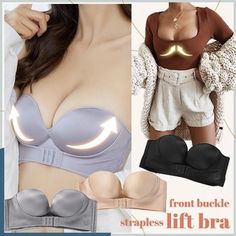 Beach Wrap Dress, Bra Ideas, Thermo Leggings, Strapless Bras, Bf Love, Super Push Up, Breast Workout, Bra Size Guide, Body Hygiene