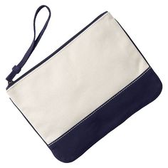 "This Lands' End cotton pouch tucks perfectly inside your tote and helps keep your essentials organized with its interior organizational pockets This Lands' End cotton pouch tucks perfectly inside your tote and helps keep your essentials organized with its interior organizational pockets Pocket with button snap closure on front Backside of pouch has no pockets Zipper pull can also be used as a wristlet strap 10""L x 7.5""H 7"" wrist strap Zipper closure Exterior: 1 snap pocket Interior: 4 card s Blue Cotton Canvas Bag With Zipper, Everyday Canvas Pouch With Zipper Closure, Cotton Pouch With Zipper For Everyday Use, Cotton Pouch With Zipper Closure For Everyday Use, Blue Cotton Bag With Zipper Closure, Blue Cotton Bag With Zipper Pouch, Blue Cotton Bags With Zipper Pouch, Travel Cotton Zipper Pouch, Cotton Travel Pouch