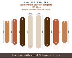 the leather printable template for use with vinyl and laser cutters, including four different sizes