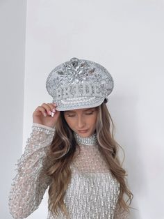 Gorgeous bride Diamonte hat Bridal caption hat perfect for a hen do or wedding reception Bride Captain Hat, Pearl Hat, Bride Era, Hen Do, Wedding Hats, Silver Pearls, Diamond Wedding, Hen, Wedding Accessories