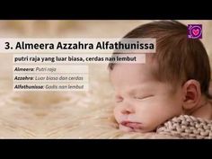 a baby sleeping on top of a bed with the words 3 almera azbaria attunissa