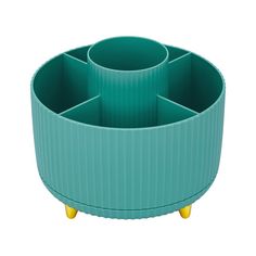 an image of a green container with four sections on it's sides and yellow legs