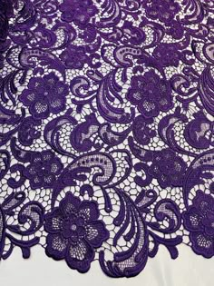 Embroidered Lace Fabric, Guipure Lace, Purple Lace, Fabric Floral, Floral Bridal, Purple Aesthetic, Bridal Lace, Digital Stamps, Computer Monitors