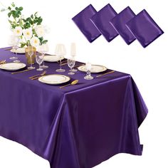 PRICES MAY VARY. 🌹What You Can Get: You will receive 4 pieces of purple satin tablecloth, enough quantity to meet your daily use, simple but exquisite & elegant design with solid color, never out of date. Our satin table overlay cover can add more sense of design to your house and create a wonderful atmosphere. 🌹Super Large Size: The size of the turquoise table cloth is 102 x 60 inch, which is enough large to decorate a table for 10 to 12 people or a table of 8 ft and below. The satin material Silk Table Cloth, Satin Tablecloth, Turquoise Table, Purple Table, Decoration For Wedding, Table Overlays, Washing Machine And Dryer, Rectangle Tablecloth, Purple Satin