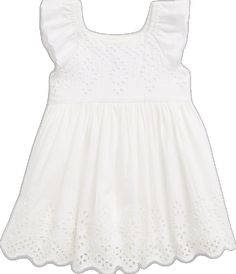 Cute Cotton Fitted Baptism Dress, Cute Fitted Cotton Baptism Dress, White Flutter Sleeve Playtime Dress, Gap Cotton Dress With Ruffles, Cute Cotton Baptism Dress With Short Sleeves, Sleeveless Cotton Baptism Dress For Spring, Cute Gap Dresses With Ruffles, White Short Sleeve Gap Dress, Gap White Short Sleeve Dress