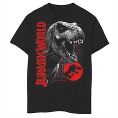 He'll love the cool look of this boys' Jurassic World T-Rex Grid Background Logo Graphic Tee. Crewneck Short sleeves FABRIC & CARE Cotton Machine wash Imported Size: Large. Color: Black. Gender: male. Age Group: kids. Black Dinosaur Print Short Sleeve T-shirt, Black Short Sleeve T-shirt With Dinosaur Print, Husky Black, Jurassic World T Rex, Grid Background, Jurassic World Dinosaurs, Dinosaur Shirt, Boy Tees, Jurassic World