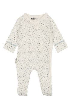 Wrap baby up in the comfort of this stretch-enhanced cotton footie outfitted with side snaps and a playful squiggle print. Side snap closure 95% cotton, 5% elastane Machine wash, tumble dry Imported Casual Cotton Footie For Bedtime, Playful Cotton Footie For Loungewear, Playful Fitted Footie For Bedtime, Playful White Footie For Playtime, Fitted Cotton Footie For Playtime, Spring Long Sleeve Footie For Bedtime, Casual Cotton Footie For Sleep, Spring Bedtime Footie, White Printed Onesie For Bedtime