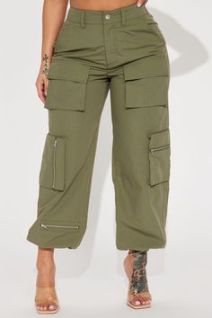 Available In Black, Olive, And Grey. Cargo Jogger High Rise Button Zipper Closure Elastic Waist Zipper Detail Utility Pockets Elastic Ankle Hem Non Stretch 65% Polyester 35% Cotton Imported | Better Off Cargo Jogger Pant in Olive Green size Small by Fashion Nova Utility Bottoms With Button Zip Fly For Fall, Fall Utility Bottoms With Button Zip Fly, Utility Pants With Zipper Closure For Fall, Utility Straight Leg Bottoms With Zipper, Utility High-waist Bottoms With Zipper Closure, Trendy Cargo Pants With Zip Fly For Fall, Casual Khaki Cargo Pants With Zip Fly, Utility Pants With Zipper Closure For Spring, Spring Utility Pants With Zipper Closure