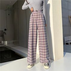 Pant Style: Wide Leg PantsMaterial: PolyesterFit Type: LOOSELength: Full LengthDecoration: PocketsOrigin: CN(Origin)Season: Spring/AutumnWaist Type: HIGHModel Number: 1099Pattern Type: PlaidStyle: Office LadyFront Style: FlatAge: Ages 18-35 Years OldClosure Type: Zipper FlyGender: WOMEN Casual Purple Straight Pants, Casual High Waist Purple Pants, Casual Purple Cargo Pants, Casual Purple Pants, Casual Purple Wide Leg Pants For Work, Casual Purple Bottoms For Fall, Fitted Purple Wide Leg Casual Pants, Fitted Purple Wide Leg Pants, Casual Plaid Pants For Spring