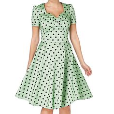 Inked Shop, Retro Style Dress, Closet Collection, Tattoo Clothing, Pin Up Dresses, Psychobilly, Rockabilly Dress, Green Polka Dot, Rockabilly Fashion