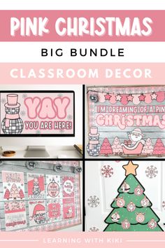 Add a touch of festive cheer to your classroom with our Classroom Decor Bundle in a Pink Christmas Theme. With adorable snowflakes, candy canes, and Santa's helpers in pretty pink hues, your students will be captivated all season long. Pink Christmas Classroom Door, Pink Christmas Bulletin Board, Classroom Christmas Theme, Christmas Classroom Bulletin Boards, Disco Ball Snowman, Christmas Classroom Decor, Classroom Christmas Decor, Holiday Classroom Decorations